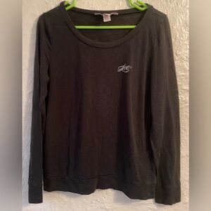 Victoria’s Secret Lightweight Crewneck Knit Pullover Black LOVE Sweater; size S
